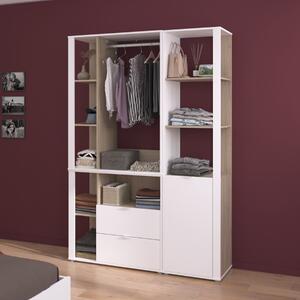 Cabina armadio modulare guardaroba aperto moderno L141 cm rovere bianco Fada