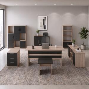 Arredo ufficio moderno completo rovere nero scrivania 180 Task-12