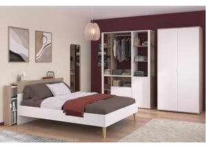 Camera da letto completa matrimoniale 140x190 moderna rovere bianco Fada-4