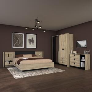 Camera da letto matrimoniale completa 160x200 rovere nero Solea