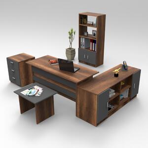 Arredo ufficio moderno completo rovere scuro antracite Task-7