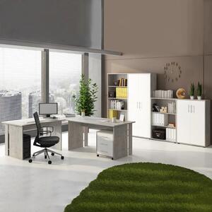 Arredo ufficio moderno completo bianco grigio cemento Lux-11