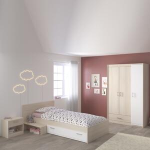 Cameretta completa bambini letto singolo rovere bianco Star-2
