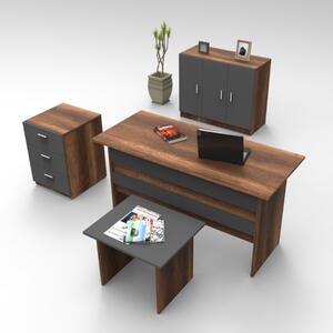 Arredo ufficio moderno completo rovere scuro antracite Task-4
