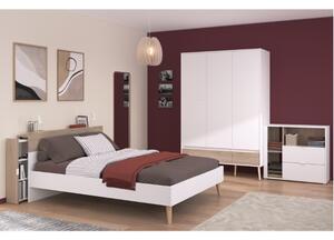 Camera da letto completa matrimoniale 140x190 moderna rovere bianco Fada-2