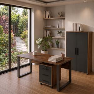 Arredo ufficio moderno completo rovere scuro antracite Vertice-6