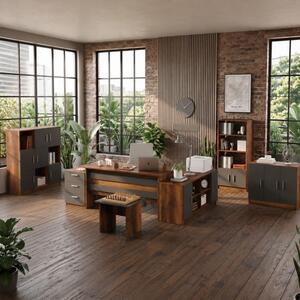 Arredo ufficio moderno completo rovere scuro antracite scrivania 180 Task-12