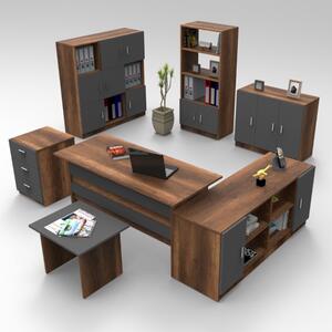 Arredo ufficio moderno completo rovere scuro antracite Task-11