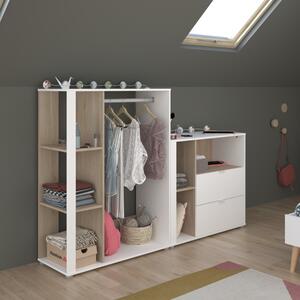 Cabina armadio modulare guardaroba aperto comò L183 cm rovere bianco Fada