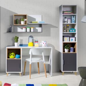 Cameretta completa scrivania armadio libreria antracite rovere bianco Ala