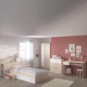 Cameretta completa bambini letto singolo rovere bianco Star-3