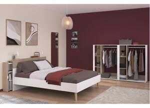 Camera da letto completa matrimoniale 140x190 moderna rovere bianco Fada-6