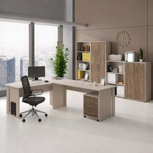 Arredo ufficio moderno completo noce beige cashmere Lux-11