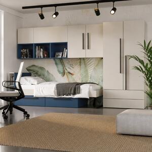 Cameretta completa ragazzo moderna 315xH195 beige blu Oslo