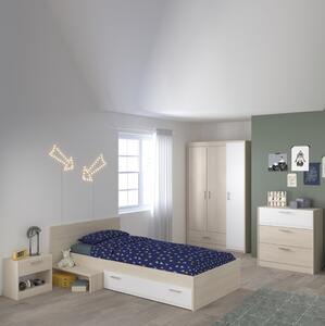 Cameretta completa bambini letto singolo rovere bianco Star-5