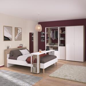 Camera da letto completa matrimoniale 140x190 moderna rovere bianco Fada-5