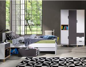 Cameretta completa armadio letto singolo comodino rovere antracite bianco Ala