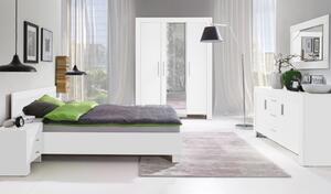 Camera da letto completa moderna matrimoniale con comò bianco Yuma