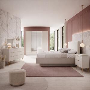 Camera da letto completa matrimoniale moderna beige oro Skadi