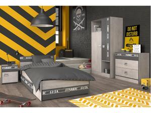 Cameretta completa bambini letto singolo armadio comò grigio antracite Vibes-1