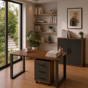 Arredo ufficio moderno completo rovere scuro antracite Vertice-5