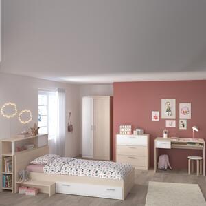Cameretta completa bambini letto singolo rovere bianco Star-4