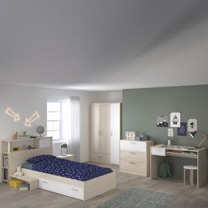 Cameretta completa bambini letto singolo rovere bianco Star-7