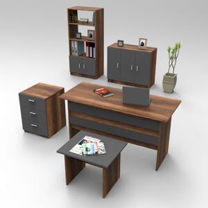 Arredo ufficio moderno completo rovere scuro antracite Task-6