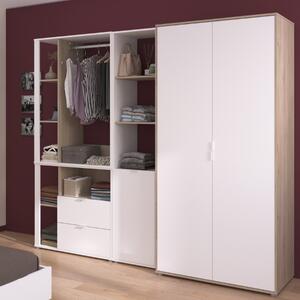 Cabina armadio modulare guardaroba aperto moderno L240 cm rovere bianco Fada