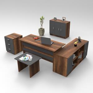 Arredo ufficio moderno completo rovere scuro antracite Task-8