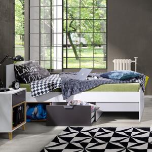 Cameretta completa bambini letto singolo comodino rovere antracite bianco Ala