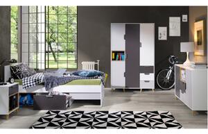 Cameretta completa armadio letto singolo comò comodino rovere antracite bianco Ala
