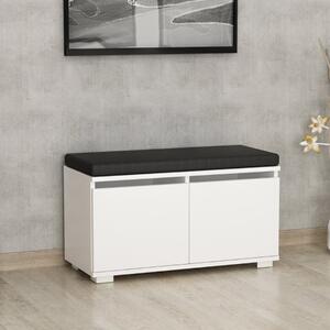 Cassapanca scarpiera 80xH42cm 2 ante ingresso cuscino bianco Evo