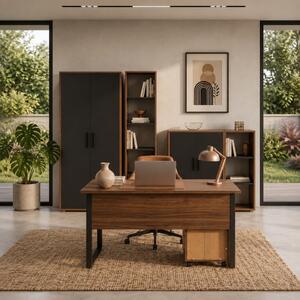 Arredo ufficio moderno completo rovere scuro antracite Vertice-11