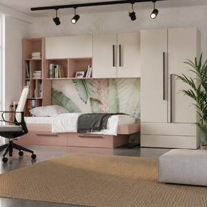 Cameretta completa ragazza moderna 315xH195 beige rosa Oslo