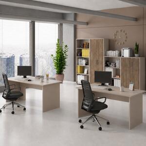 Arredo ufficio moderno completo 2 postazioni noce beige cashmere Lux-9