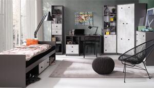 Cameretta completa angolare ragazzi letto 90x200 cemento antracite Nuvola