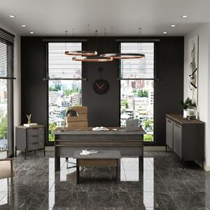 Arredo ufficio moderno completo rovere scuro antracite ossido Office-2