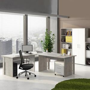 Arredo ufficio moderno completo bianco grigio cemento Lux-8