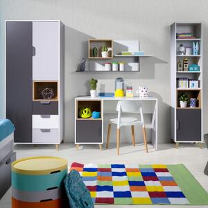 Cameretta completa scrivania 2 armadi antracite rovere bianco Ala