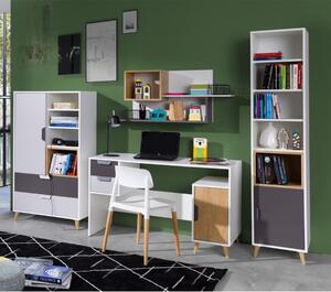 Cameretta completa scrivania armadio libreria bianco antracite rovere Ala