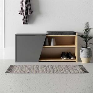 Cassapanca scarpiera moderna 105xH47 ingresso cuscino rovere antracite Derby