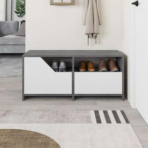 Cassapanca scarpiera moderna 105x47 cm ingresso ossido bianco 2 ante Vanille