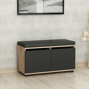 Cassapanca scarpiera 80xH42cm 2 ante ingresso cuscino rovere antracite Evo