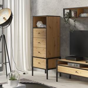 Cassettiera moderna 4 cassetti 49xH130 rovere nero Scott