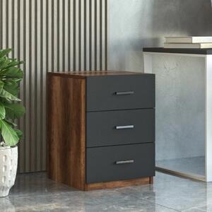 Cassettiera ufficio moderna 3 cassetti 45xH62 cm rovere scuro antracite Task