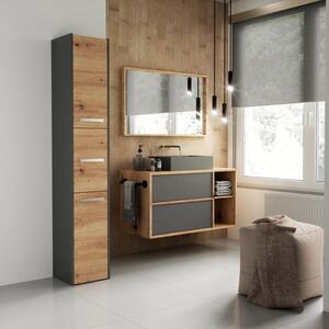 Colonna bagno moderna 3 ante 30xH170 rovere oldwook antracite Idra
