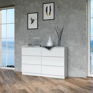 Cassettiera doppia comò moderno 6 cassetti 120xH75 bianco opaco Cody