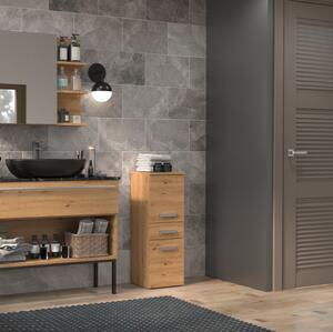 Colonna bagno a terra bassa 2 ante 1 cassetto 30xH85 rovere oldwook Pilar