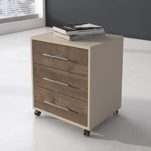 Cassettiera ufficio con ruote moderna 43xH57 noce beige cashmere Lux
